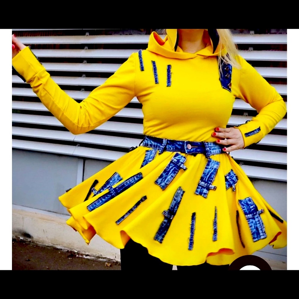 Denim & Yellow Patched Tunic